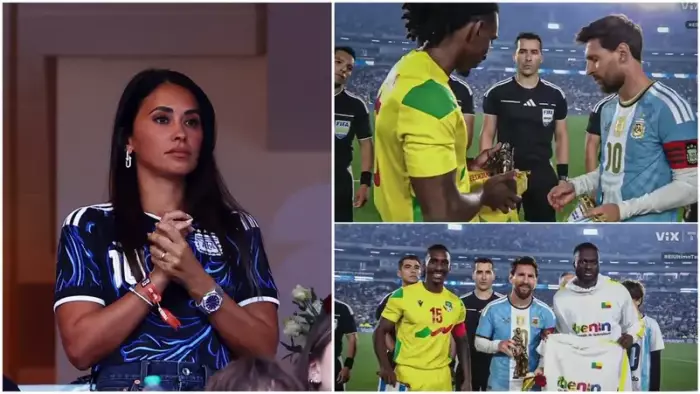 هدية بنينية لميسي تثير الانتباه وتمثال لزوجته أنتونيلا في ليلة الوداع